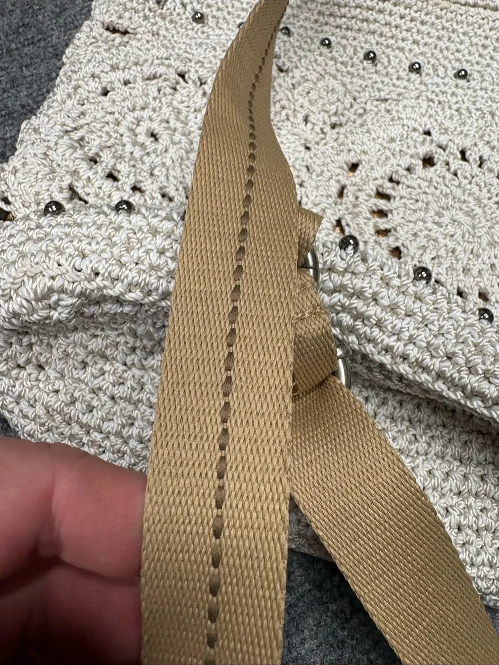 The Sak Cream Hand Crochet Backpack with Removable Strap